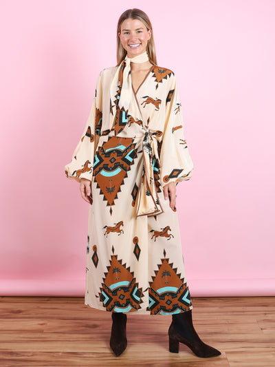Silk Ecru Ollantay Wrap Dress