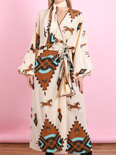 Silk Ecru Ollantay Wrap Dress