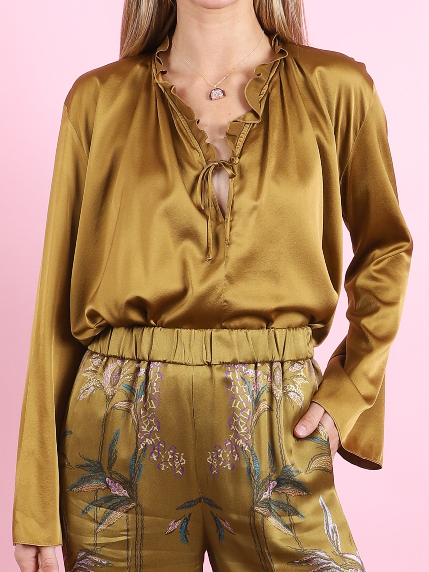 Stretch Silk Satin Bohemian Shirt