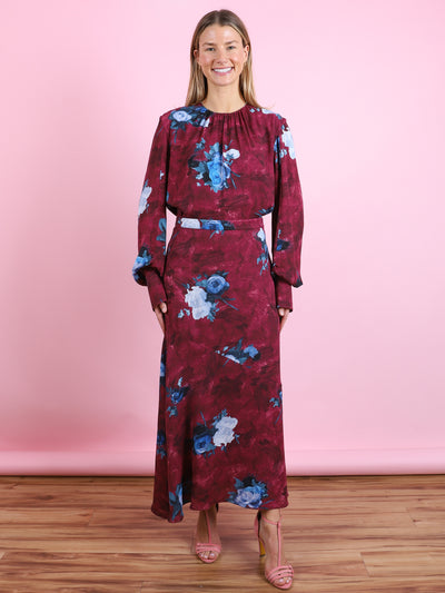 Abstract Rose Midi Skirt