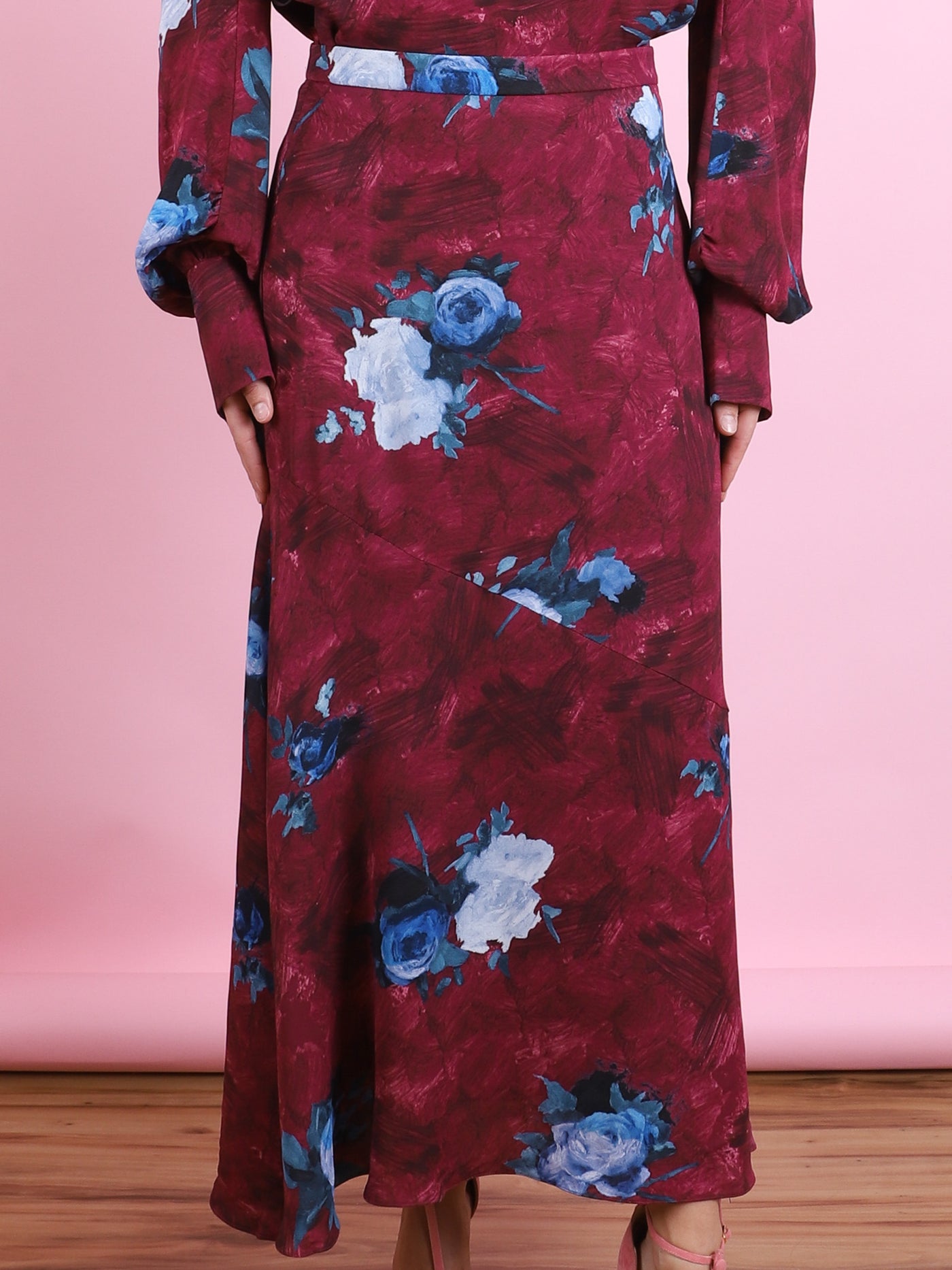Abstract Rose Midi Skirt