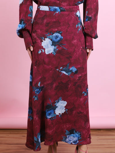 Abstract Rose Midi Skirt