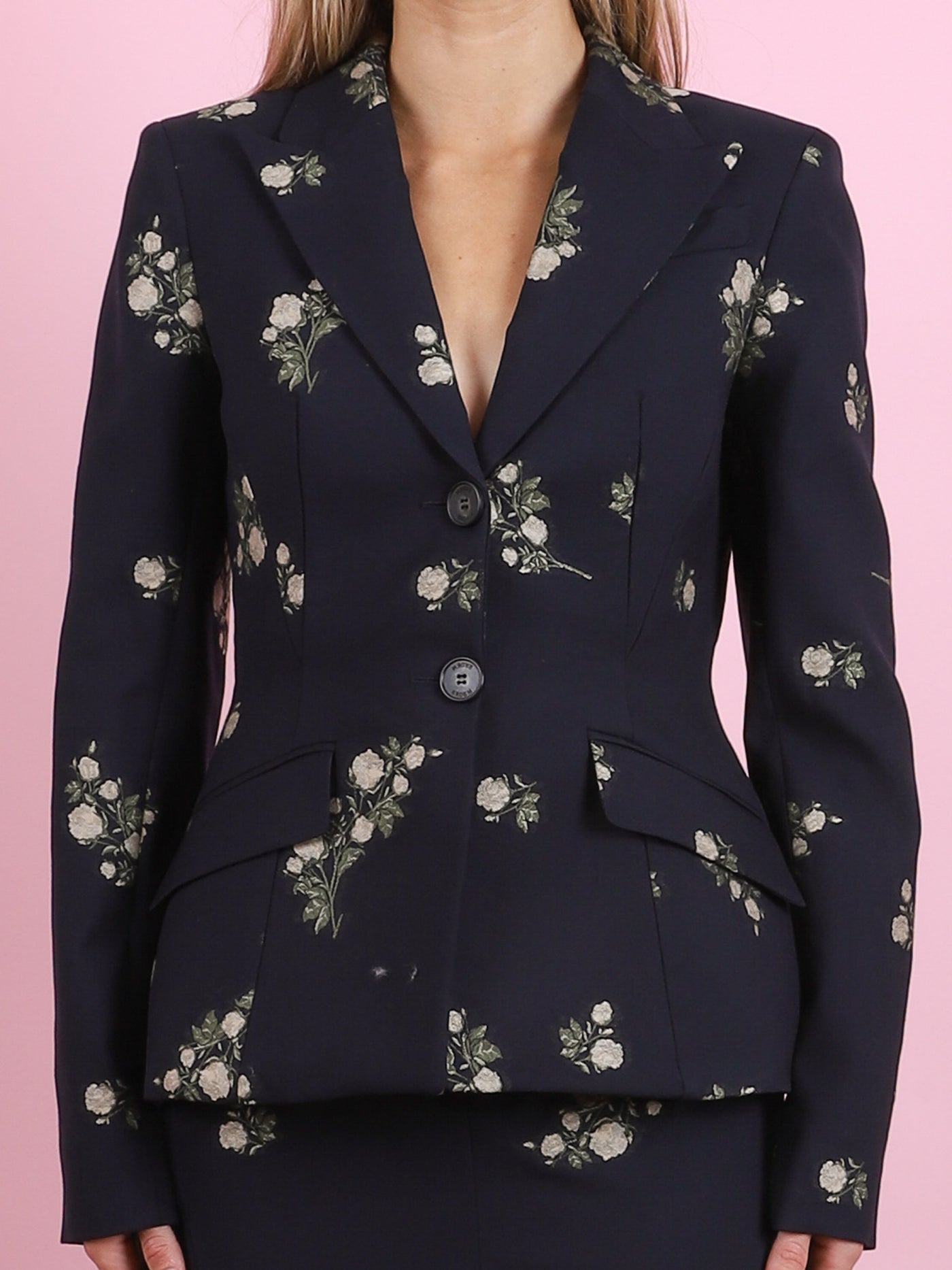 Fitted Floral Jacquard Blazer