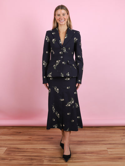 Pencil Floral Jacquard Skirt