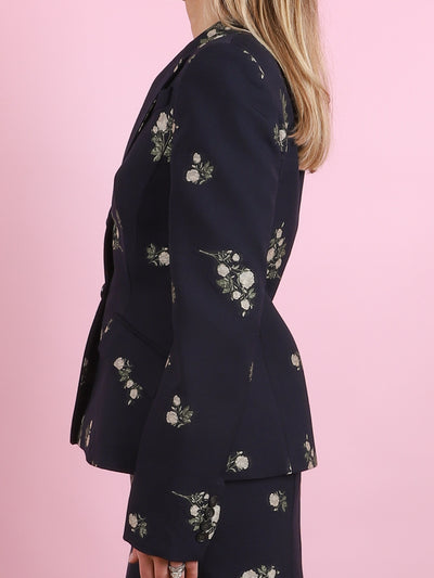 Fitted Floral Jacquard Blazer