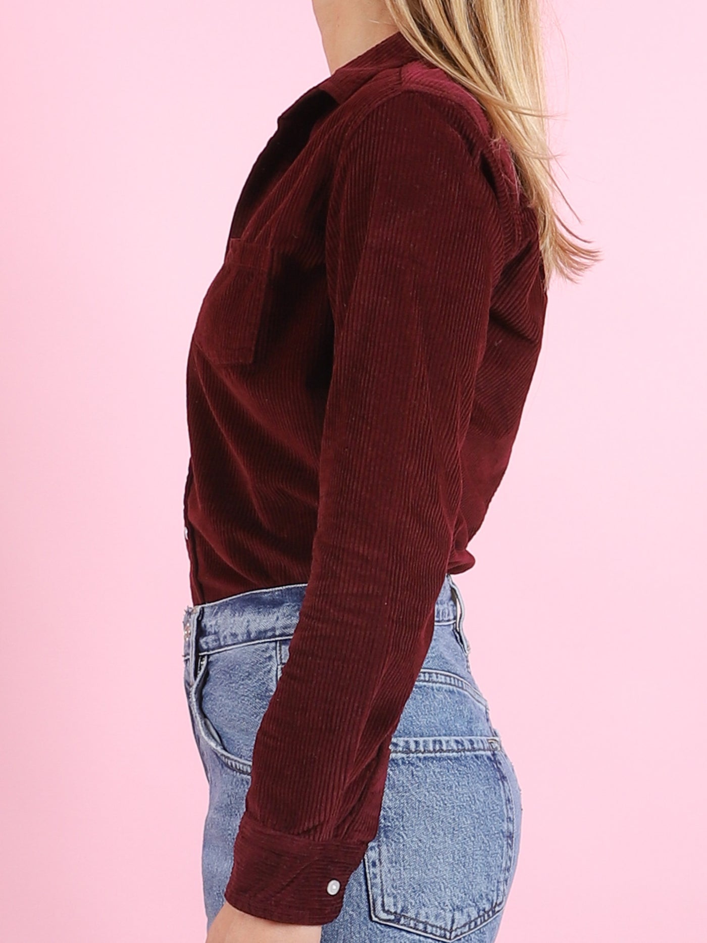 Barry Corduroy Shirt in Maroon