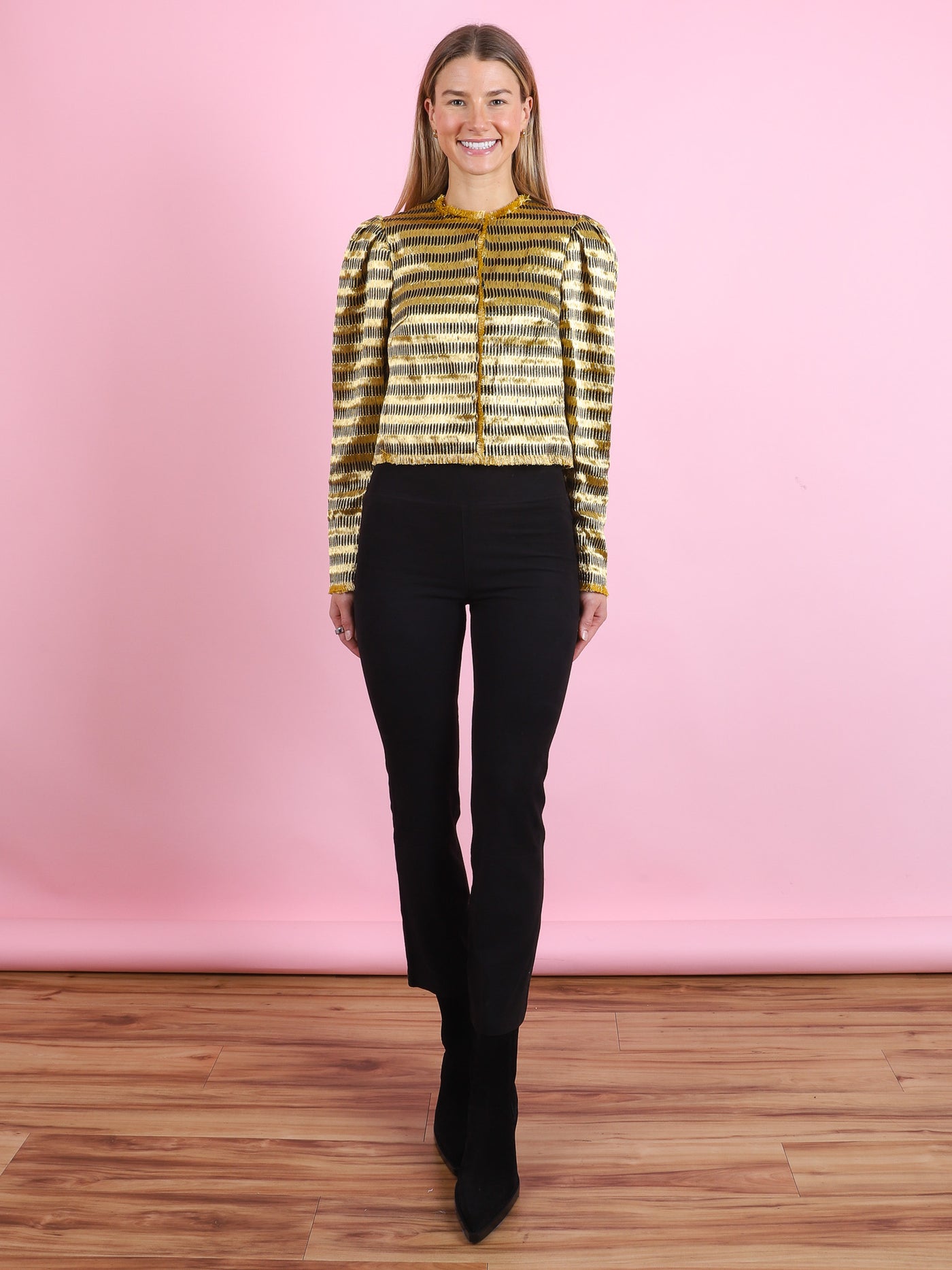 Crop Flare Suede Legging in Black