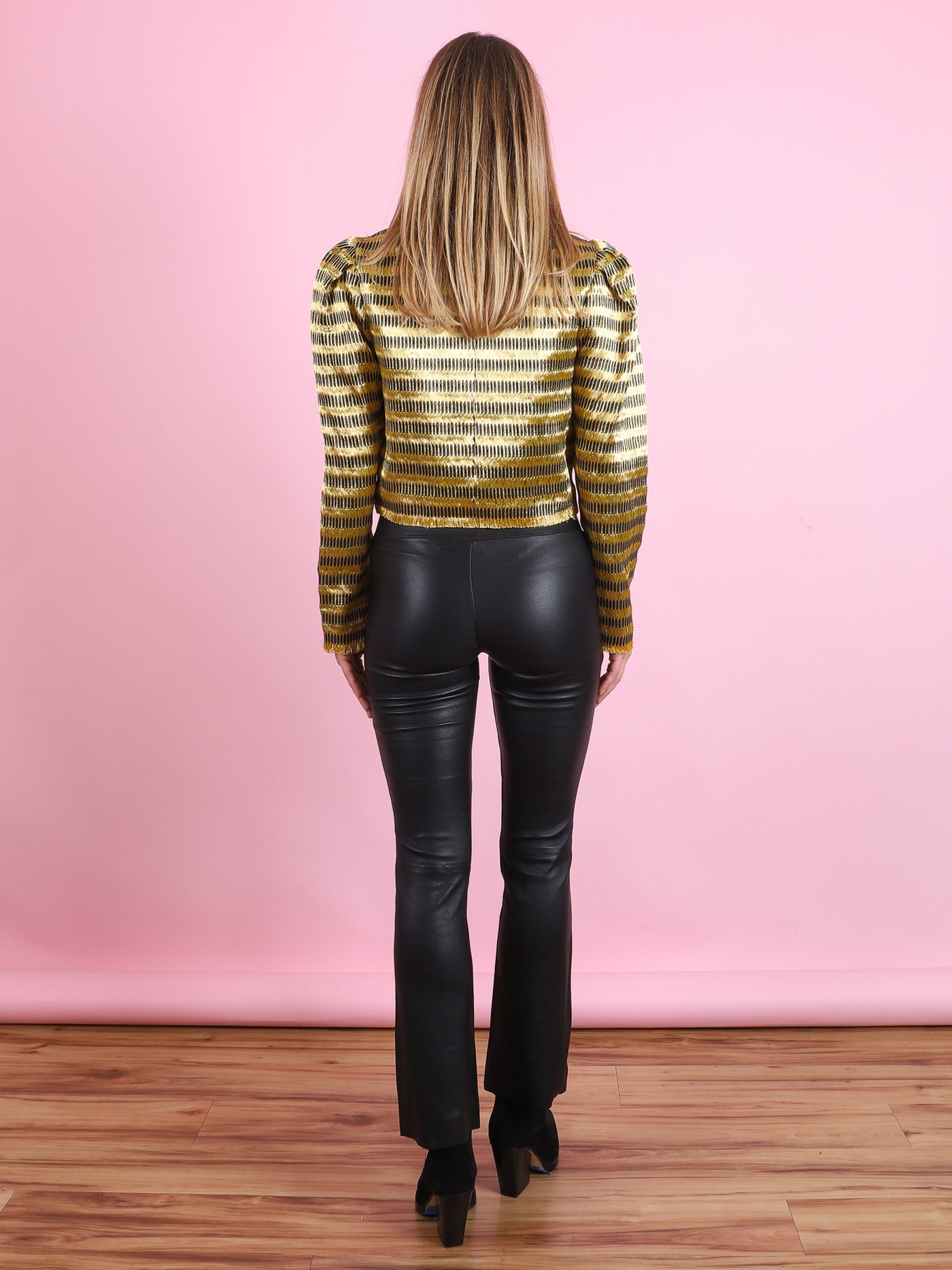 Ankle Flare Leather Legging in Black