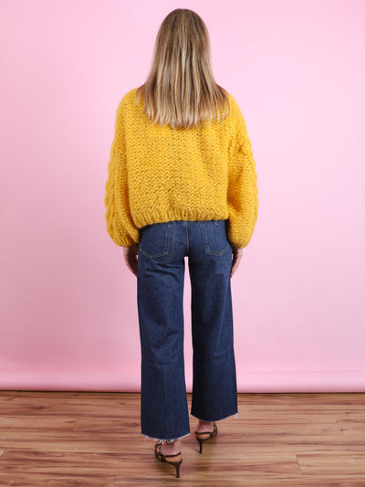 Fleecy Alpaca Cardi Bomber in Yellow