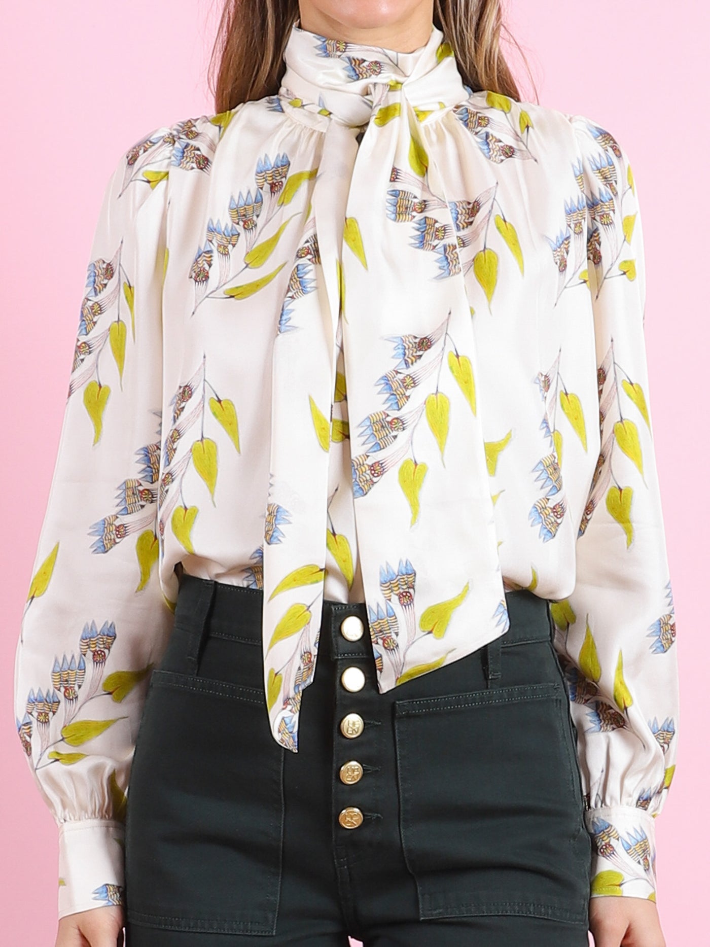 Ornament Tie Neck Blouse