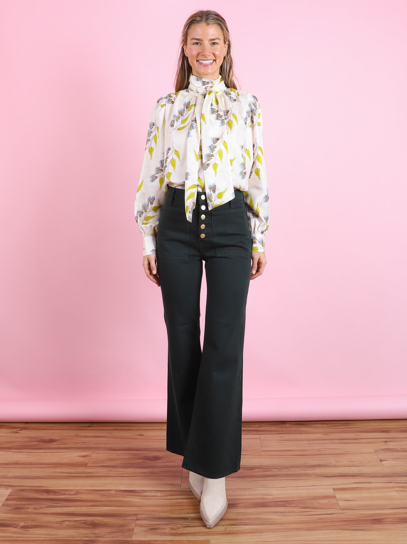 Ornament Tie Neck Blouse