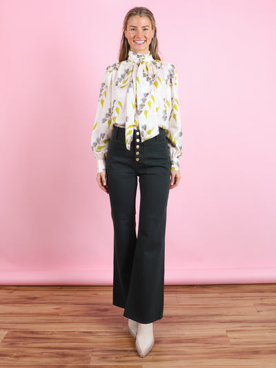 Ornament Tie Neck Blouse