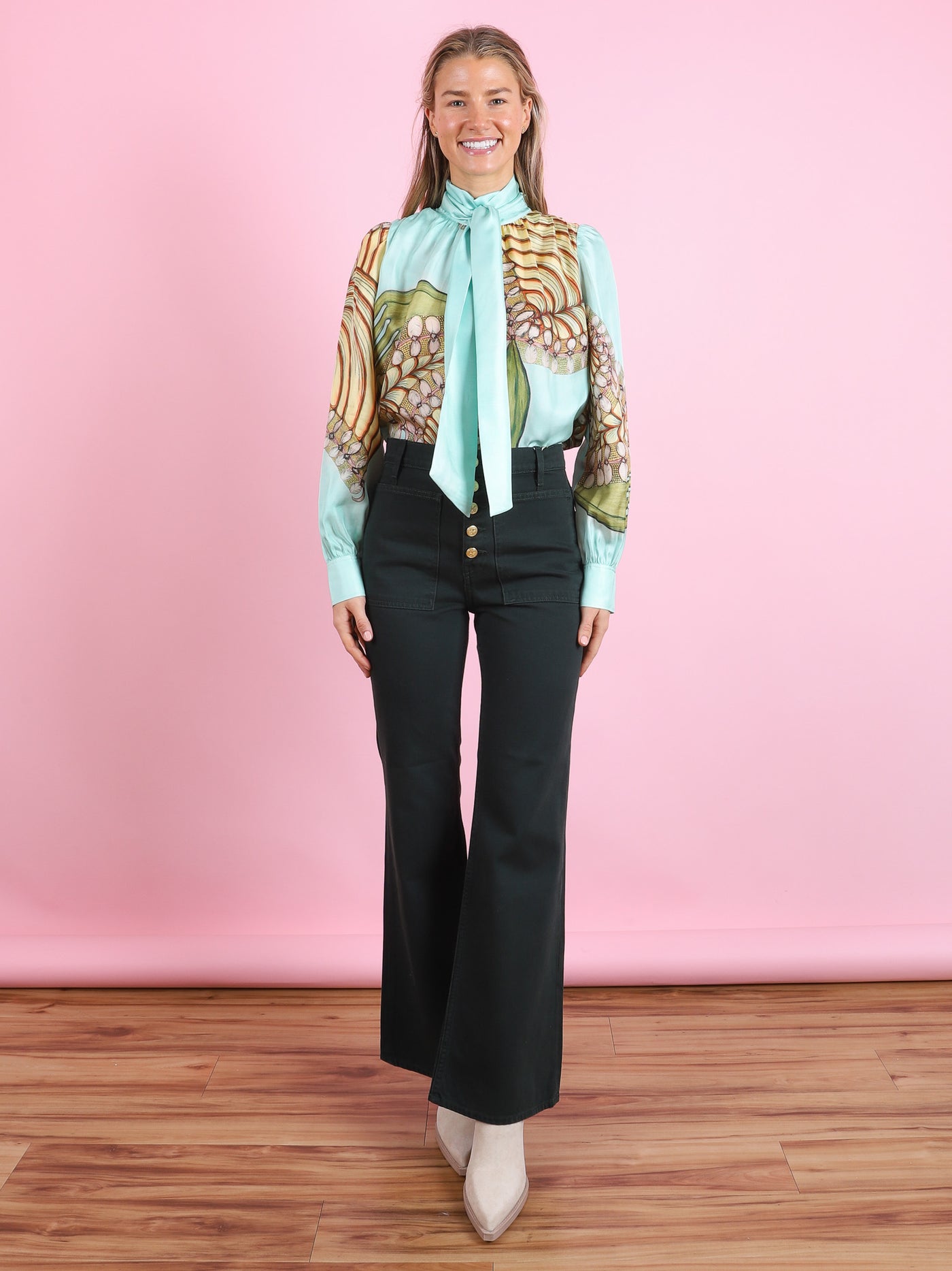 Ornament Tie Neck Blouse