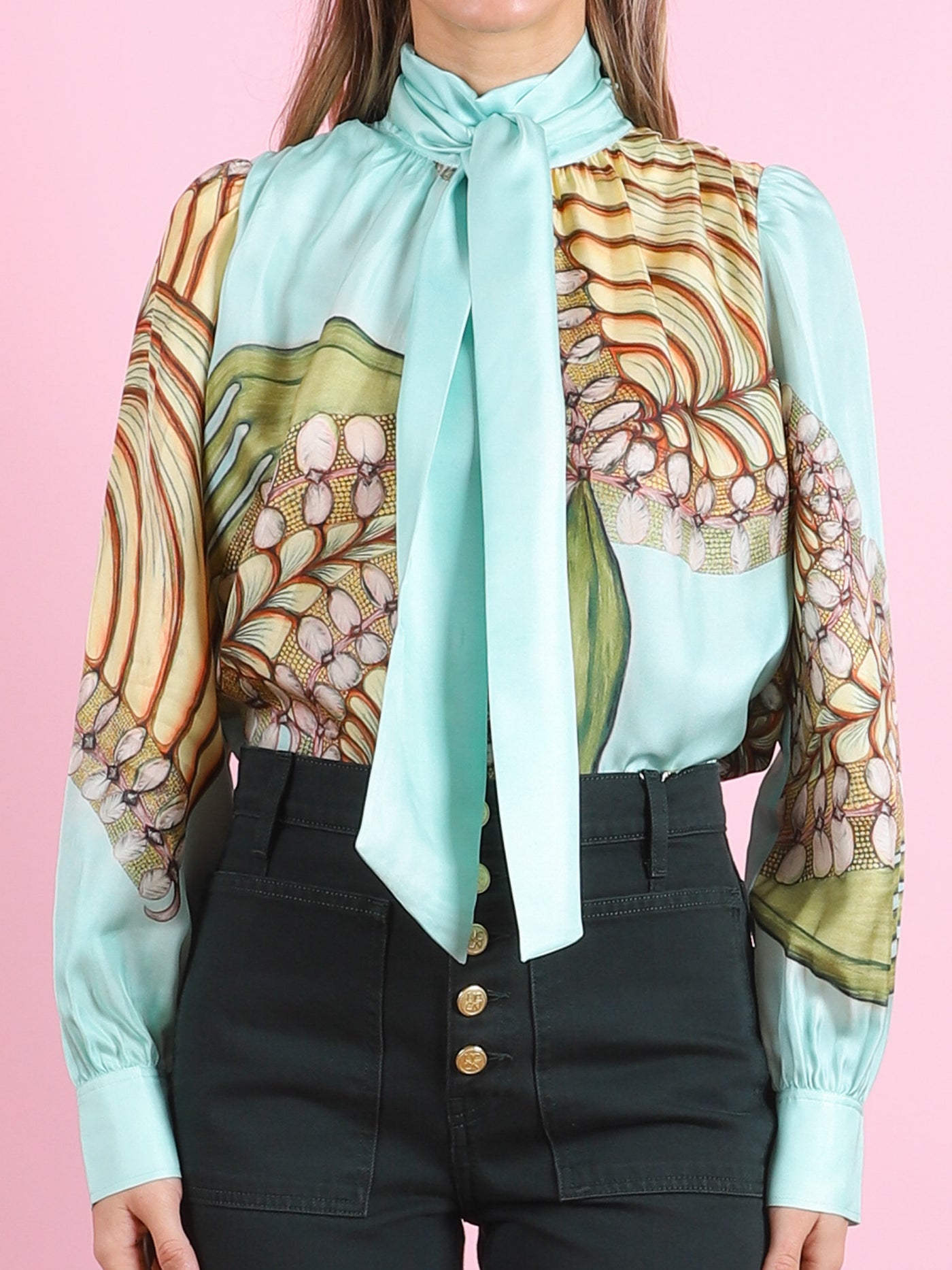 Ornament Tie Neck Blouse