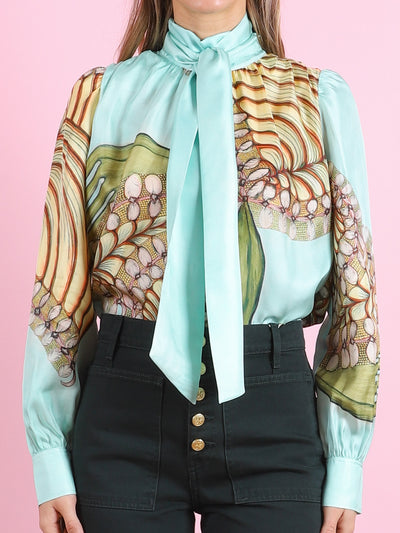 Ornament Tie Neck Blouse