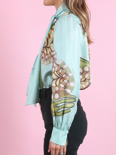 Ornament Tie Neck Blouse