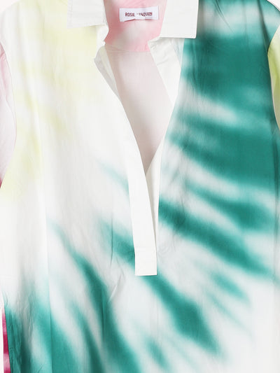 CAFTAN DRESS IN TIE-DYE COTTON POPLIN