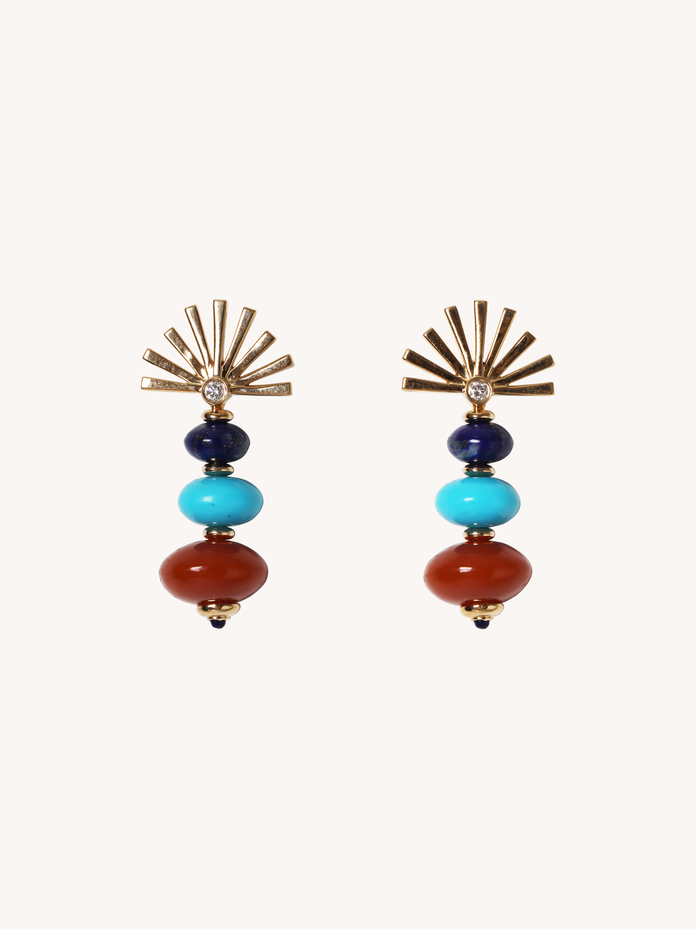 Carnelian, Turquoise, and Lapis Mini Root Earrings