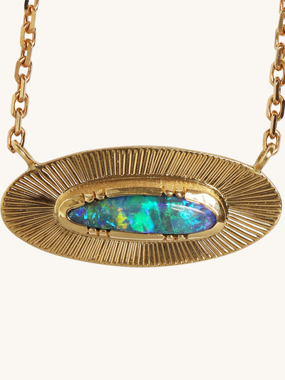 Boulder Opal Engraved Necklace