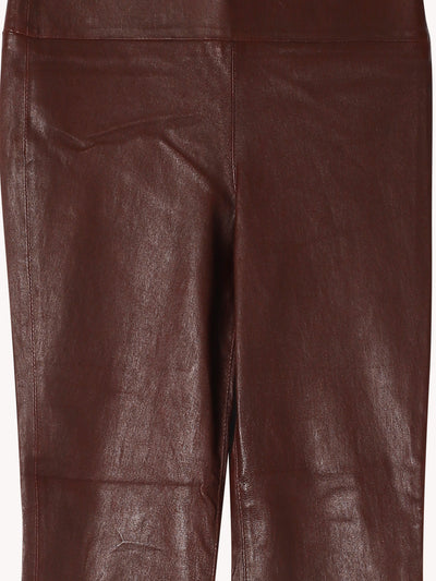 Crop Flare Leather Legging in Pinot