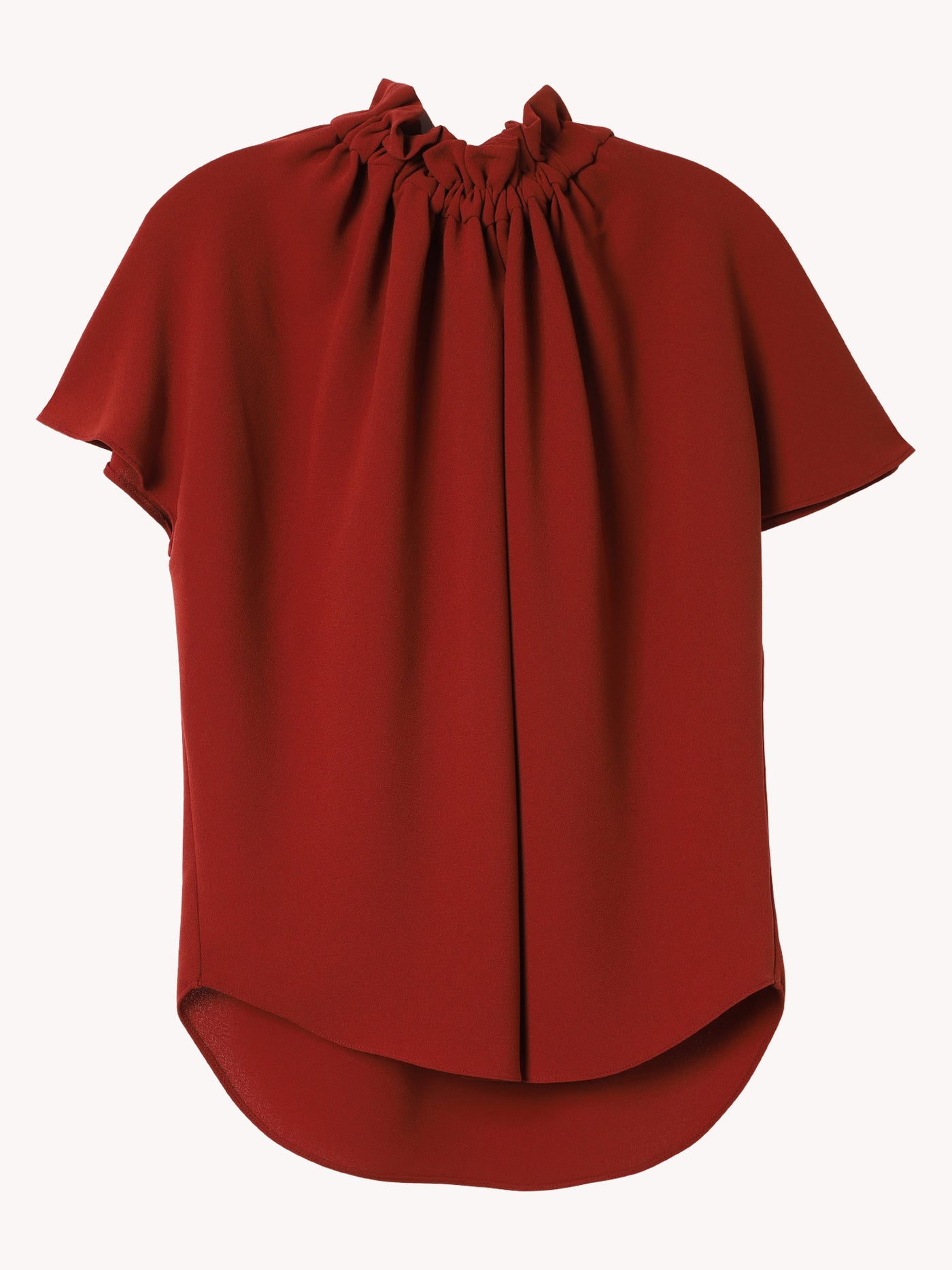 Short Ruffle Blouse in Carmine