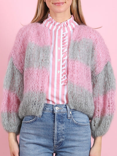 Green & Rose Mohair Bomber Cardigan