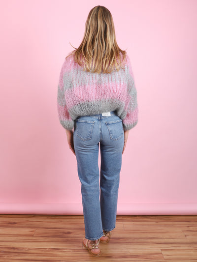 Green & Rose Mohair Bomber Cardigan