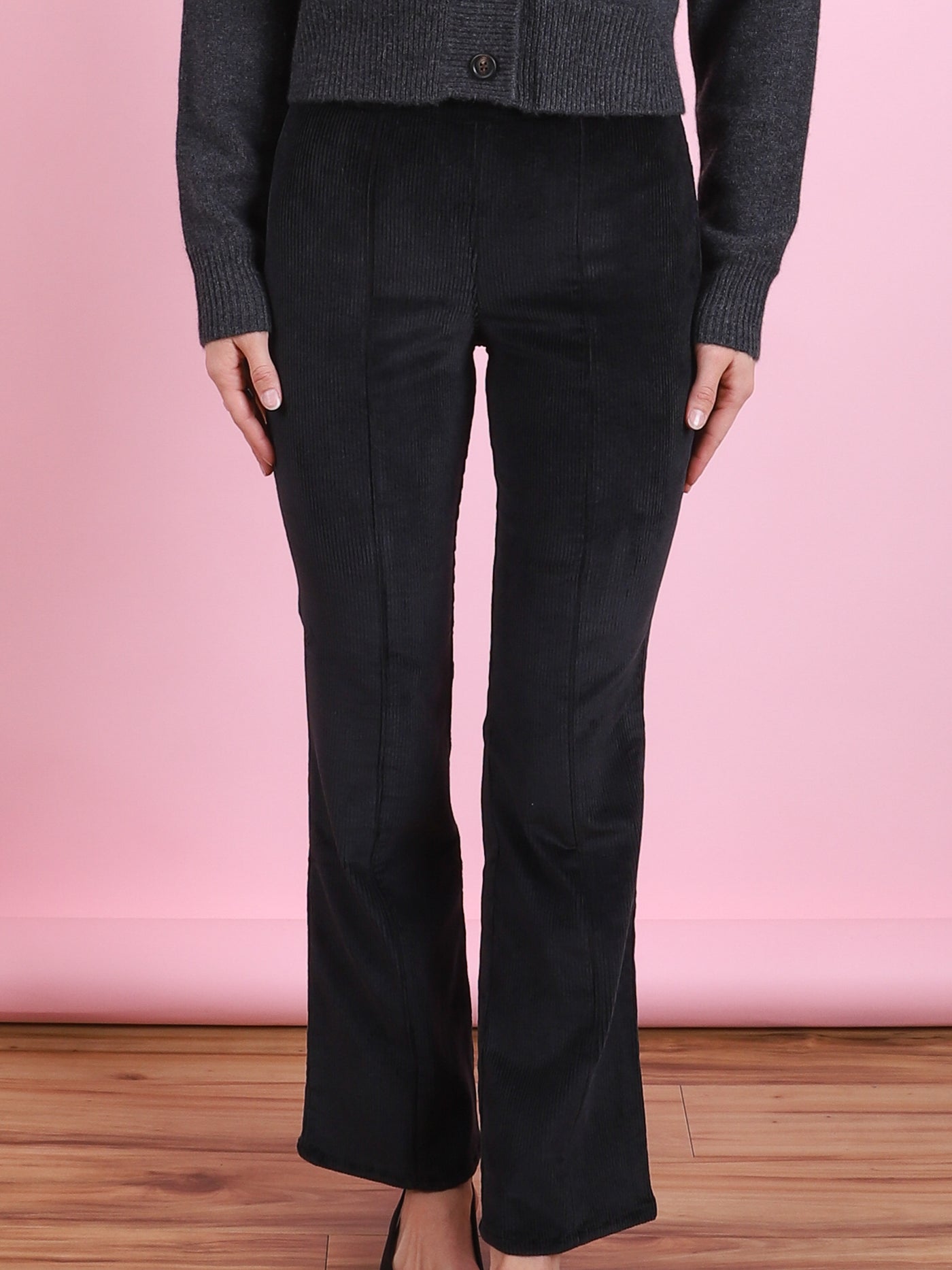 Ankle Flare Corduroy Legging in Black