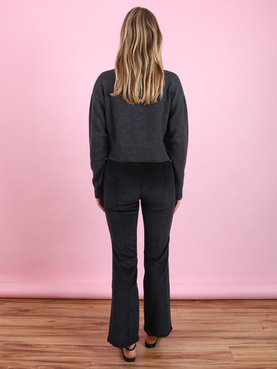 Ankle Flare Corduroy Legging in Black