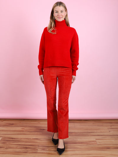 Ankle Flare Corduroy Legging in Red