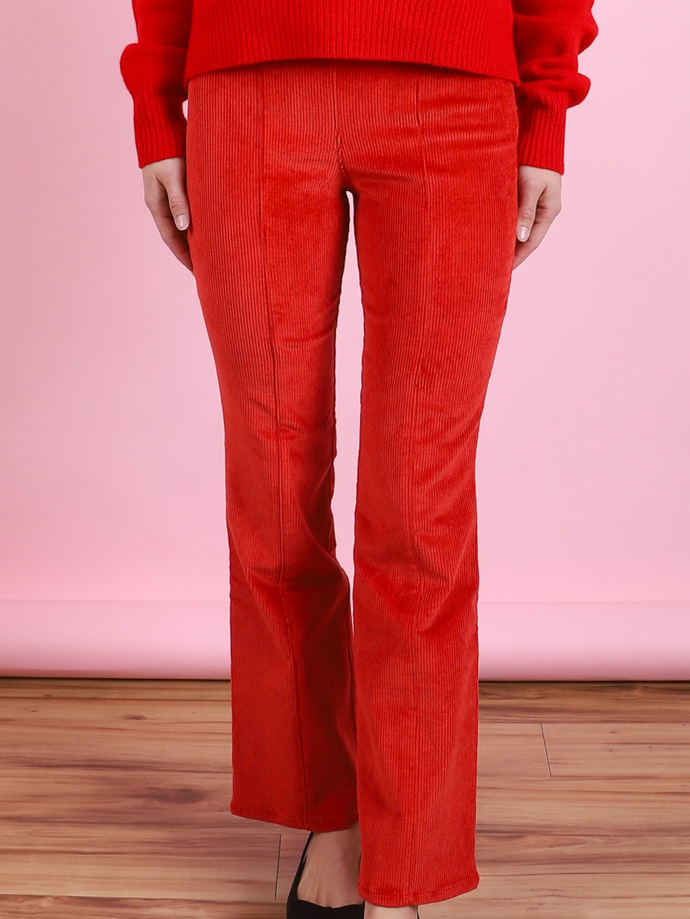 Ankle Flare Corduroy Legging in Red