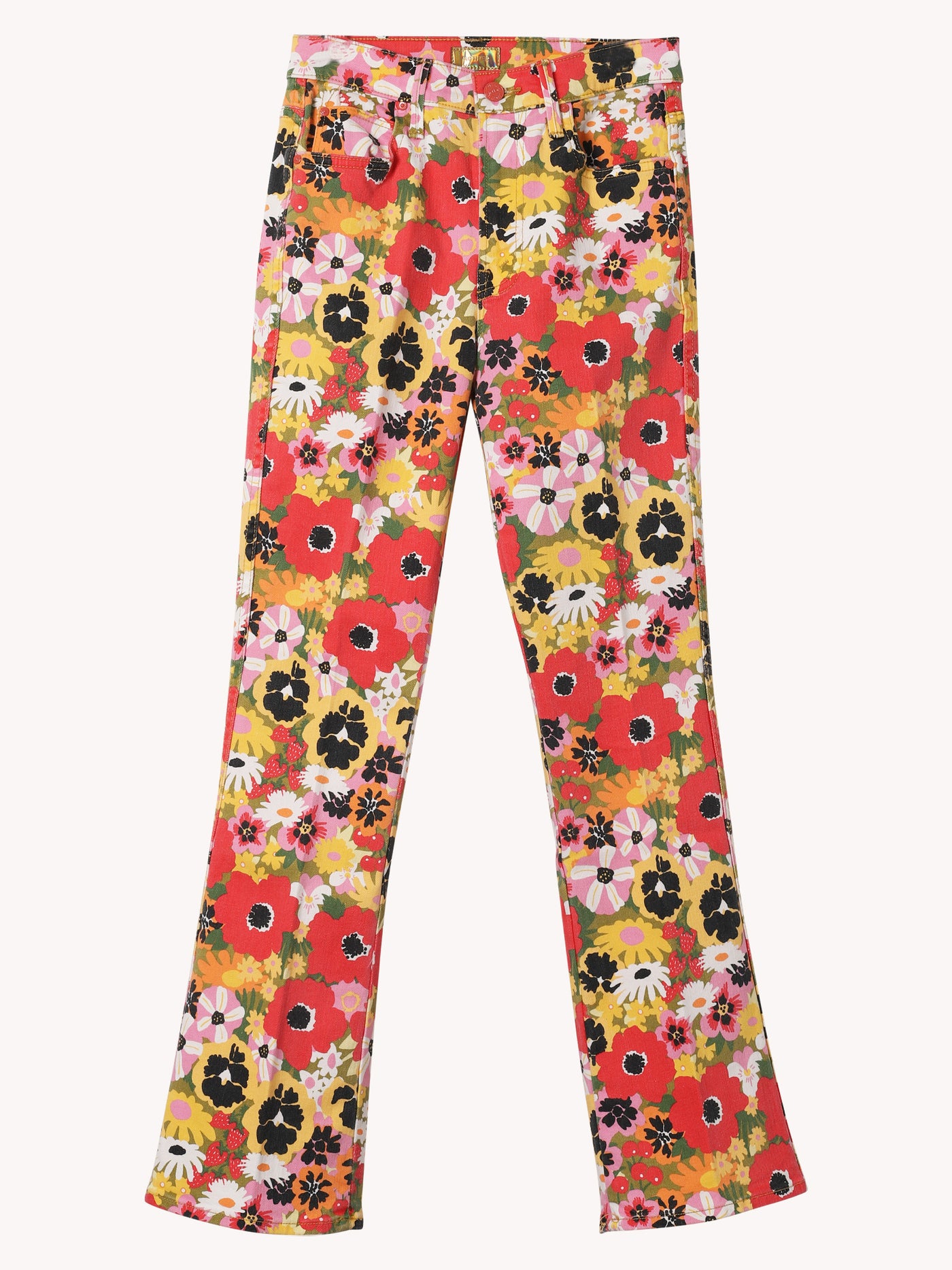 MID-RISE SMOKIN DOUBLE FLOOD JEANS IN FLOWERS AL FRESCO
