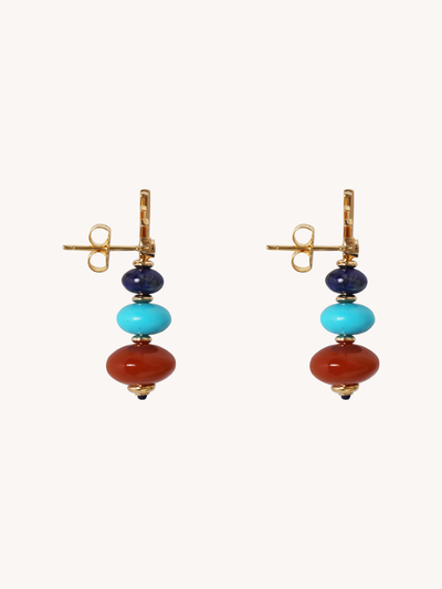 Carnelian, Turquoise, and Lapis Mini Root Earrings
