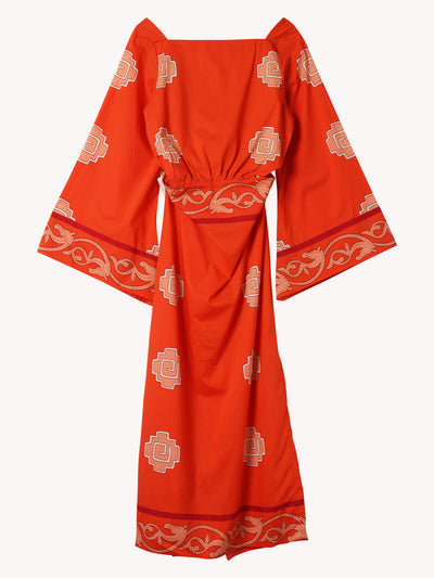 LIGHT POPLIN RED ANKLE DRESS