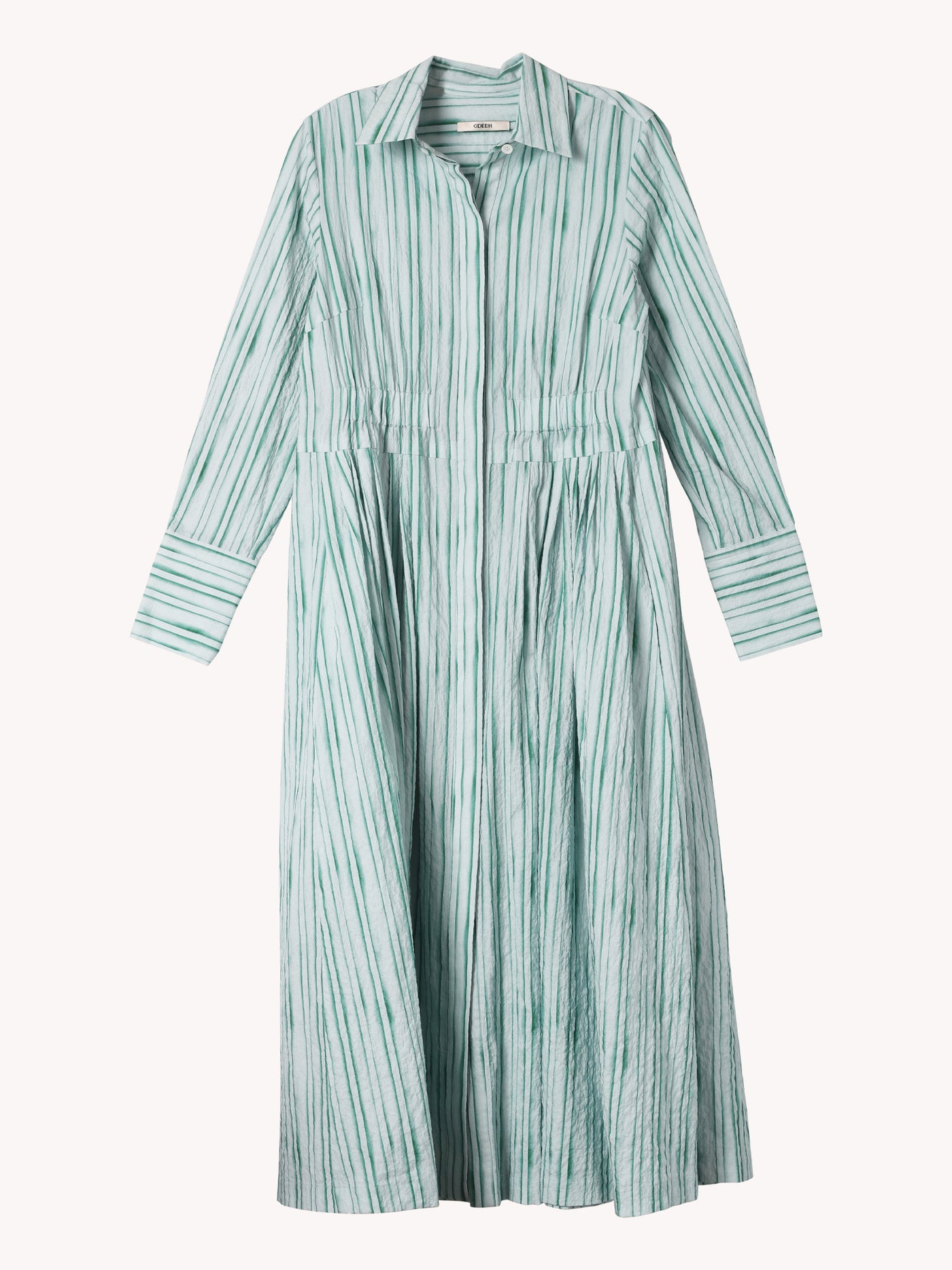 GREEN STRIPE LONG SLEEVED DRESS