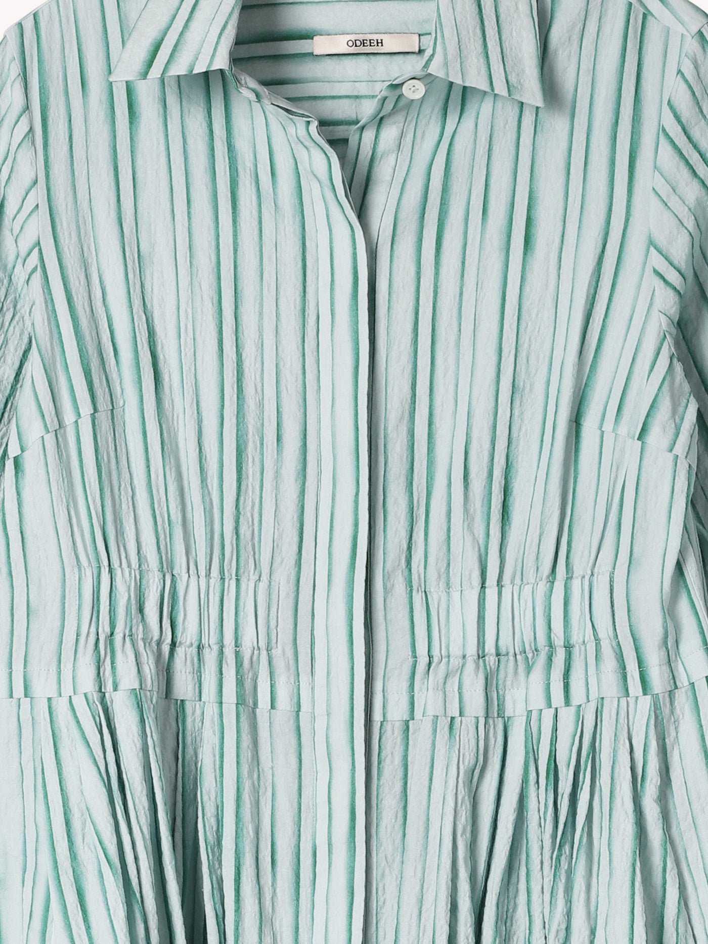 GREEN STRIPE LONG SLEEVED DRESS