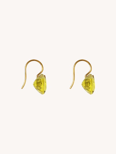 SMALL 22K YELLOW GOLD, LEMON QUARTZ & PINK TOURMALINE GEM EARRINGS