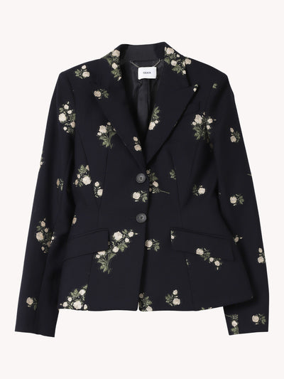 Fitted Floral Jacquard Blazer