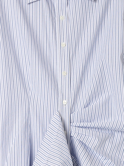 Gathered Ruffle Shirt Dress in Blue