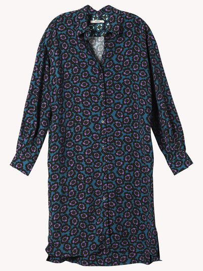 FLORAL SILK SHIRT DRESS