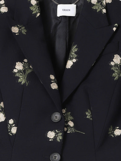 Fitted Floral Jacquard Blazer