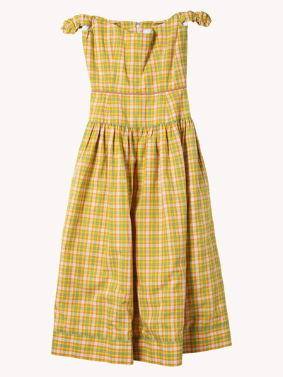 GIORGIA SAFFRON PLAID COTTTON MIDI DRESS