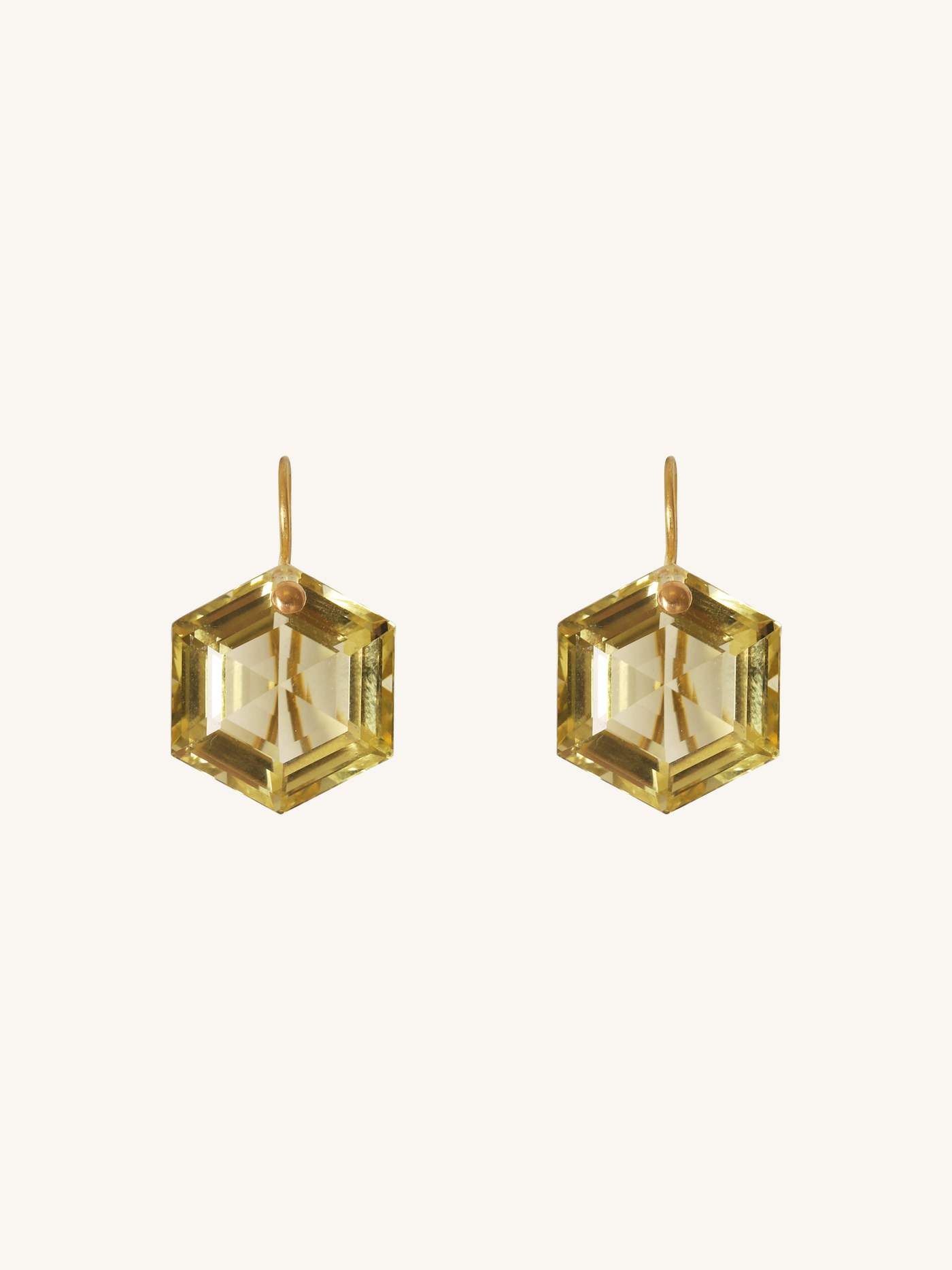 Lemon Quartz Extra Large Hexagon Earrings