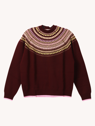 Fair Isle Yoke Crew Sweater