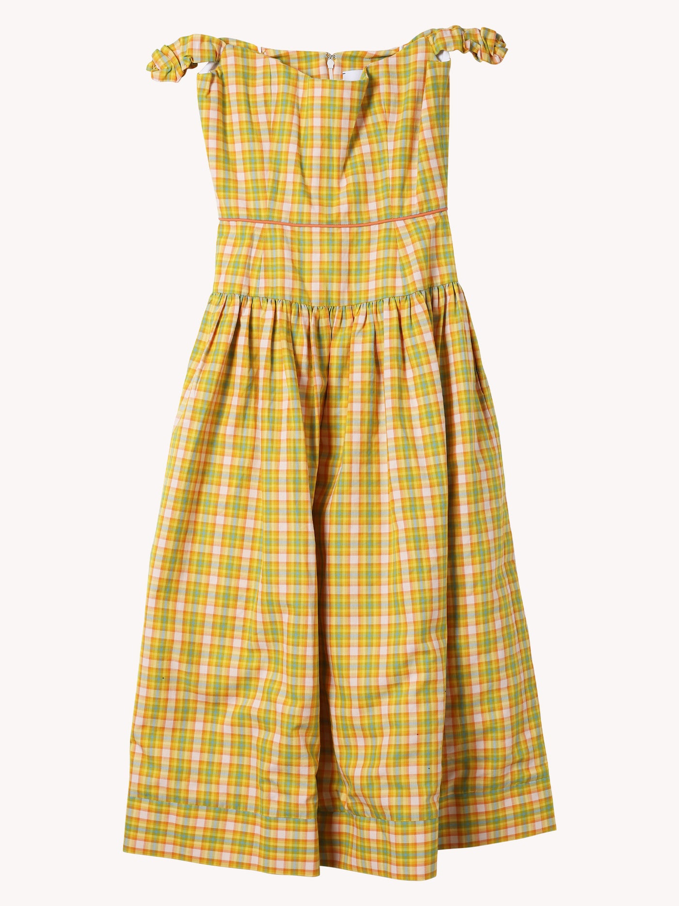 GIORGIA SAFFRON PLAID COTTTON MIDI DRESS