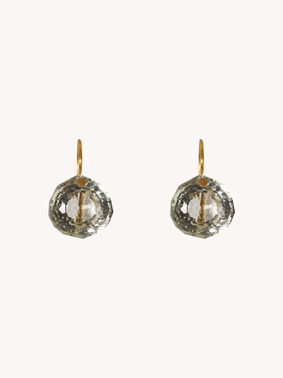 22K YELLOW GOLD & GREEN QUARTZ BRILLIANT TRILLION EARRINGS