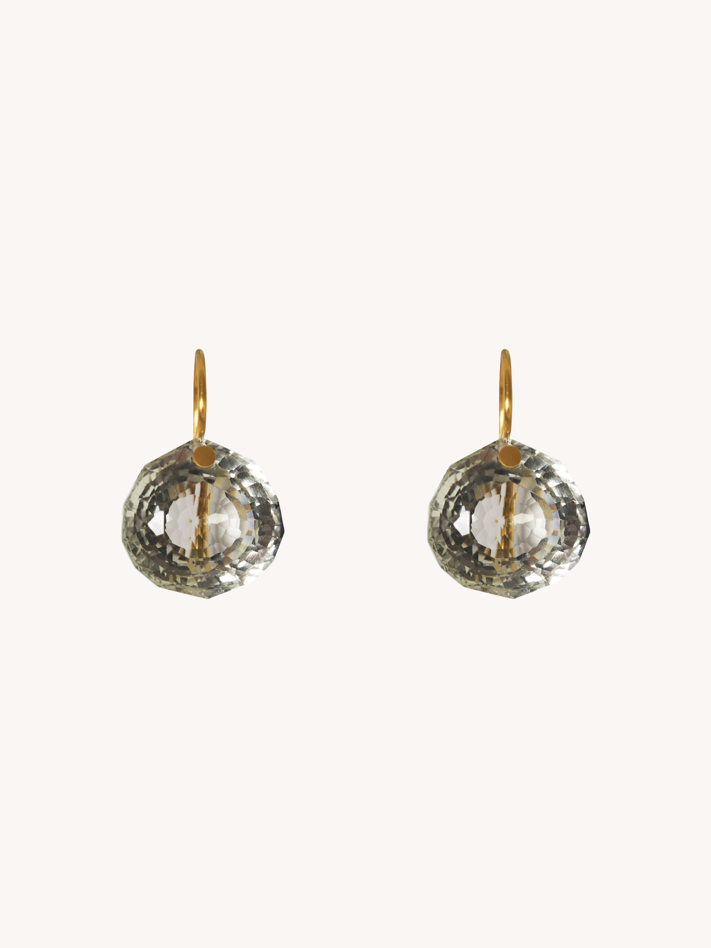 22K YELLOW GOLD & GREEN QUARTZ BRILLIANT TRILLION EARRINGS
