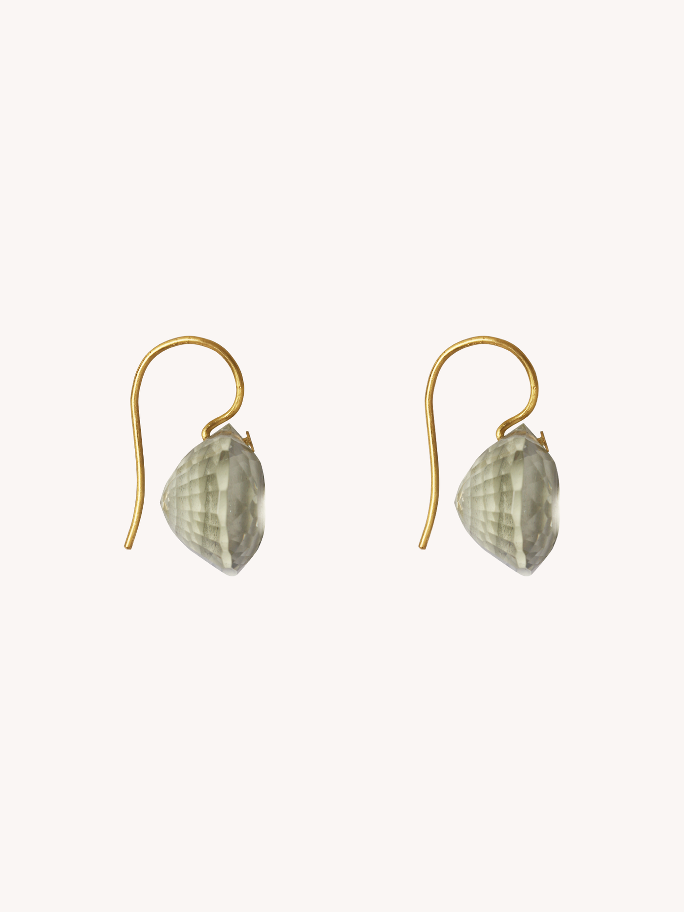 22K YELLOW GOLD & GREEN QUARTZ BRILLIANT TRILLION EARRINGS