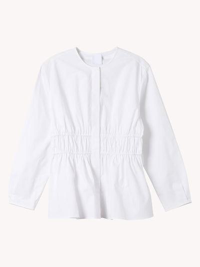 Gathered Waist White Shirt