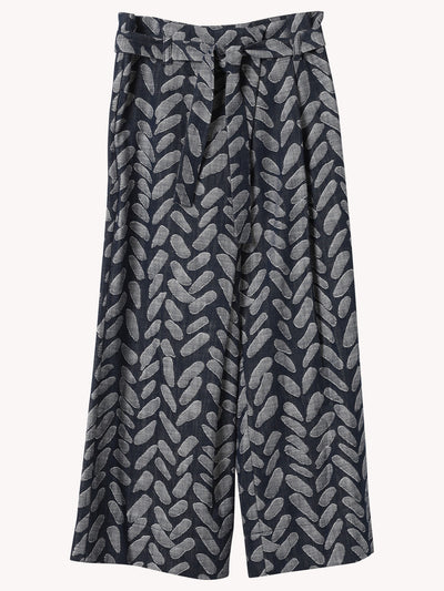 WIDE LEG PRINT DENIM PANTS